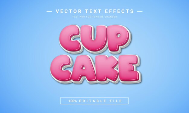 Vector efecto de texto de pastel de taza