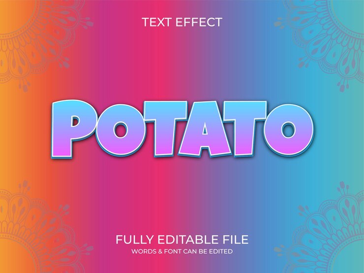 Vector efecto de texto de patata para carteles y pancartas