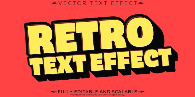 Efecto de texto de pegatina retro estilo de texto editable de los años 70 y 80