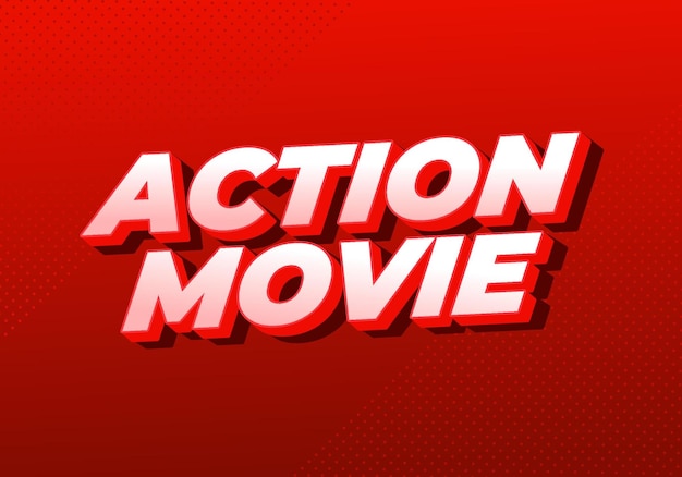 Efecto de texto de película de acción en aspecto 3D con colores modernos