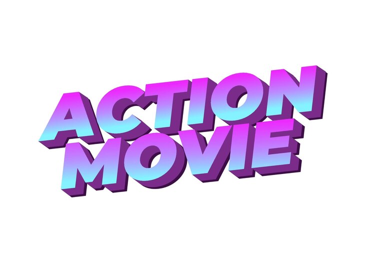 Vector efecto de texto de película de acción en aspecto 3d con colores modernos