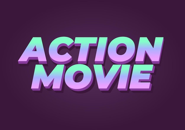Efecto de texto de película de acción en aspecto 3D con colores modernos