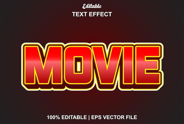 Efecto de texto de película con color rojo para marca.