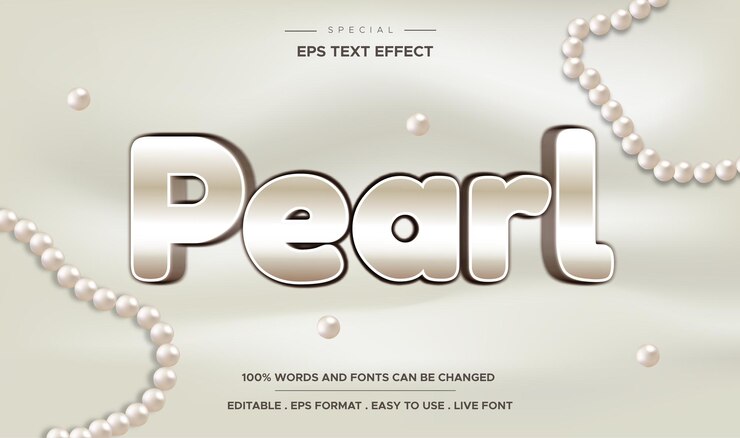 Vector efecto de texto perla editable