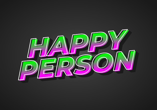 Efecto de texto de persona feliz en efecto 3D y color llamativo