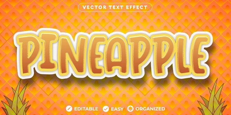 Vector efecto de texto de piñaefecto de texto de fuente totalmente editable