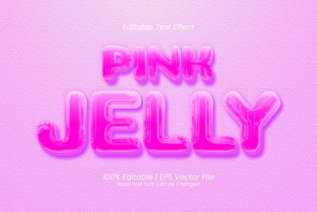 Vector efecto de texto pink jelly líquido editable estilo negrita 3d