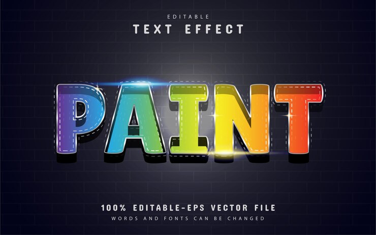 Vector efecto de texto de pintura con degradado de colores