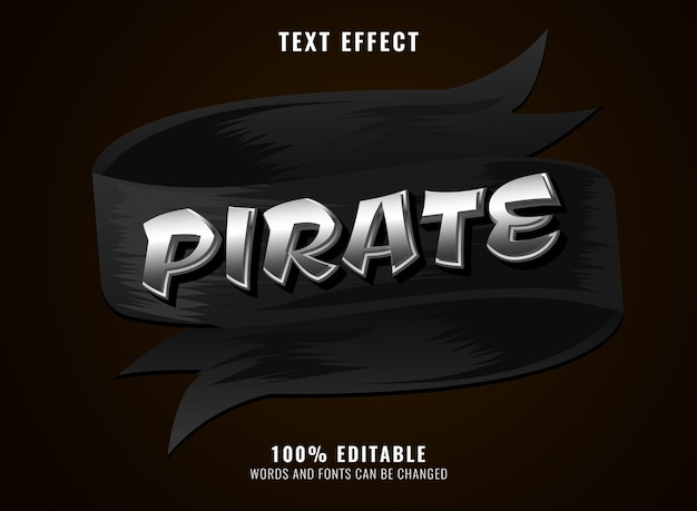Vector efecto de texto pirata con marco de cinta