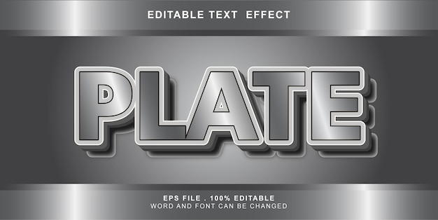 Vector efecto de texto de placa editable