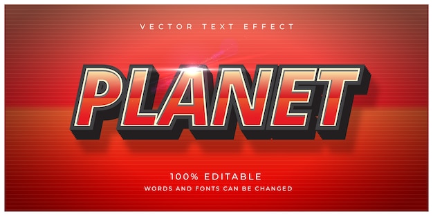 Vector efecto de texto del planeta rojo