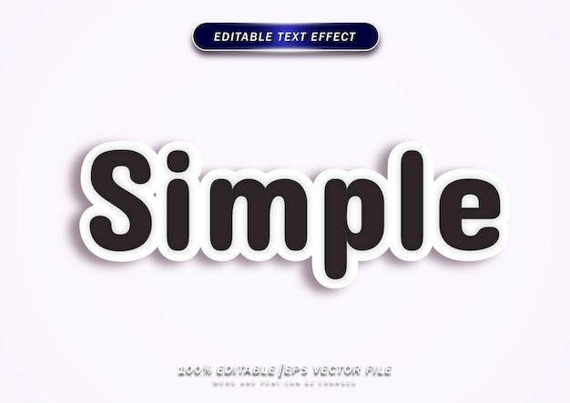 Efecto de texto plano simple en blanco y negro