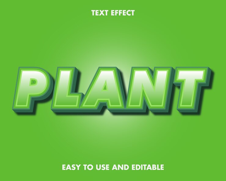 Efecto de texto de planta. Estilo de fuente editable.