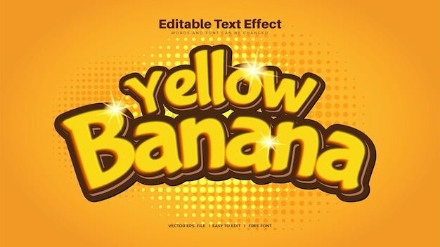 Efecto de texto de plátano amarillo