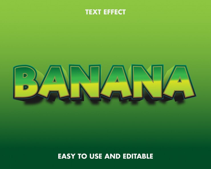 Vector efecto de texto de plátano estilo moderno.