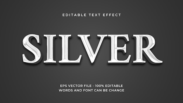 Efecto de texto plateado editable estilo 3D premium