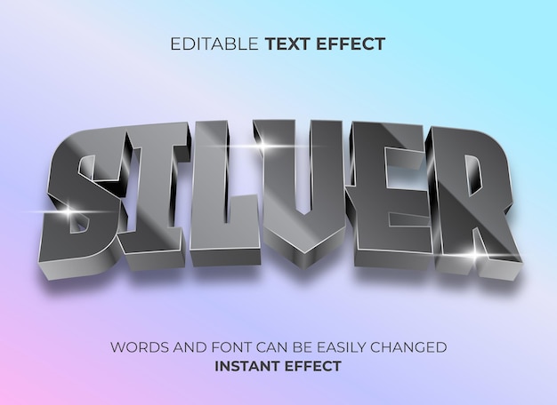 Efecto de texto plateado metalizado