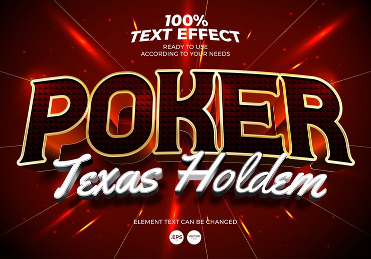 Vector efecto de texto de poker texas holdem
