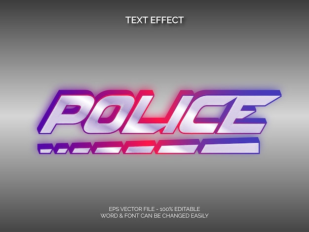 Efecto de texto policial efecto de texto editable tema neón