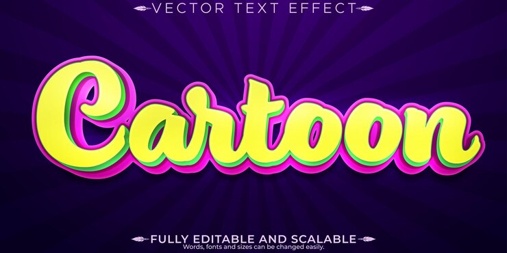 Vector efecto de texto de popart de dibujos animados editable estilo de texto de dibuyos animados y niños