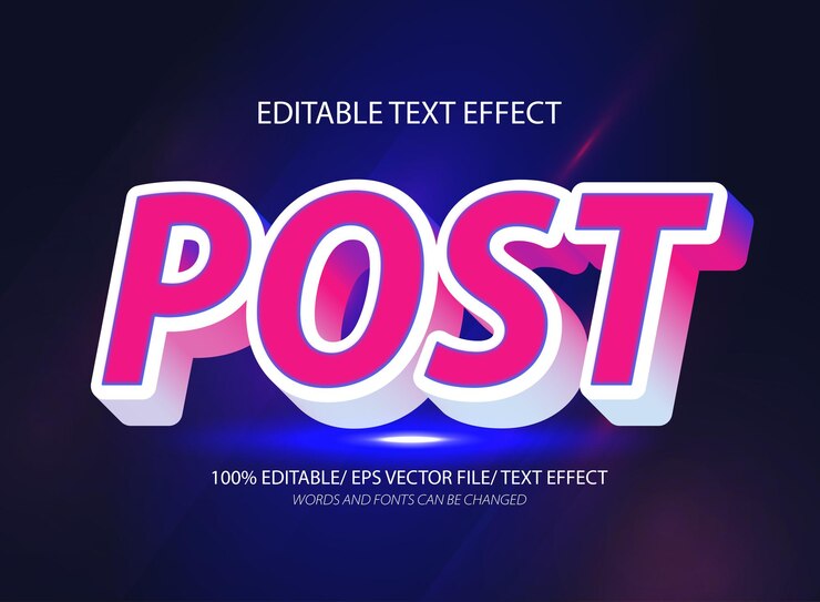 Vector efecto de texto post-editable y estilo de texto editable