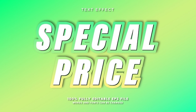 Efecto de texto de precio especial degradado verde editable