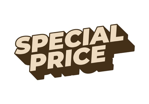 Efecto de texto de precio especial en estilo 3D con colores buenos y llamativos
