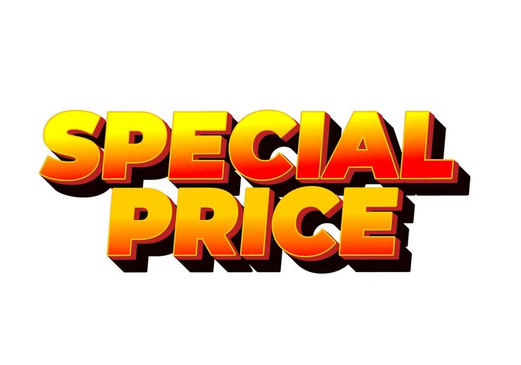 Vector efecto de texto de precio especial en estilo 3d con colores buenos y llamativos