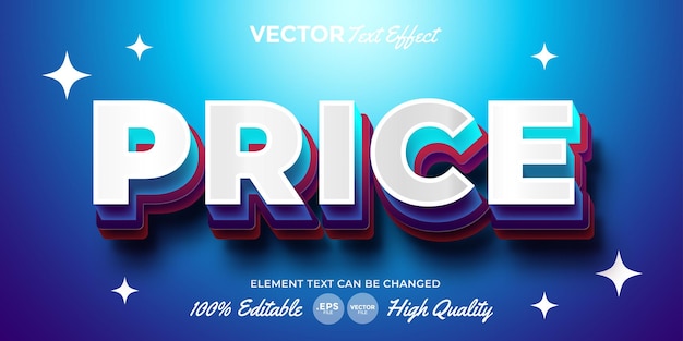 Vector efecto de texto de precio