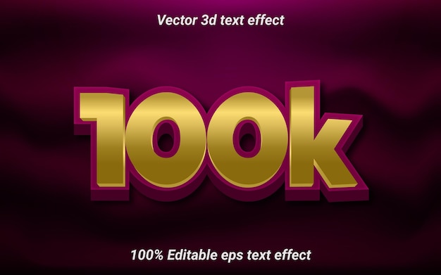 Vector efecto de texto premium 3d de 100k