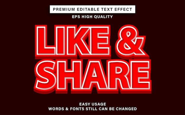 Efecto de texto premium como compartir