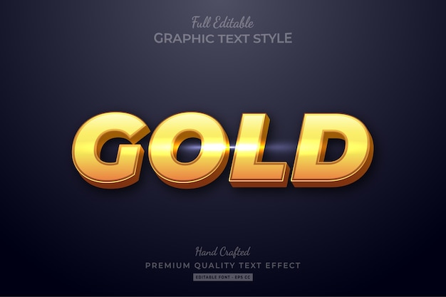 Efecto de texto premium editable Gold Shine