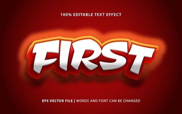 Efecto de texto primero editable vector gratuito