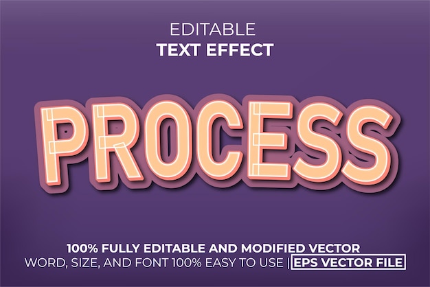 Efecto de texto de proceso fácil de editar.