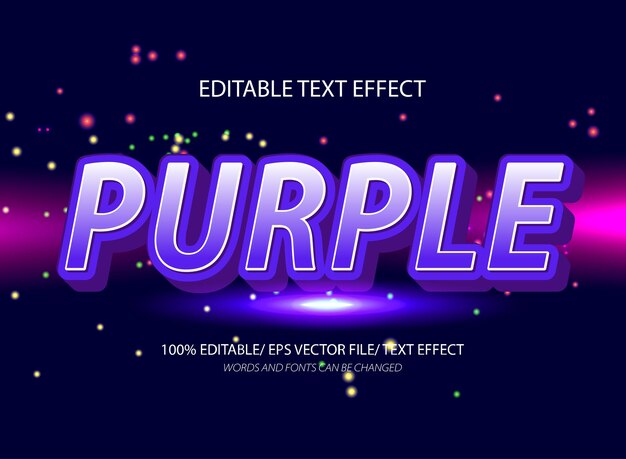 Efecto de texto púrpura editable y estilo de texto editable