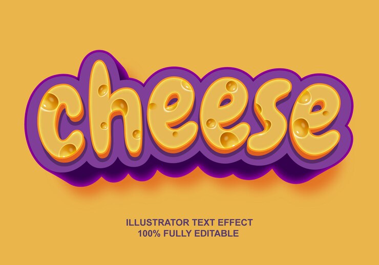 Vector efecto de texto de queso