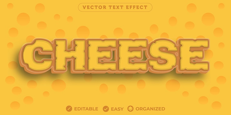 Vector efecto de texto de quesoefecto de texto de fuente totalmente editable