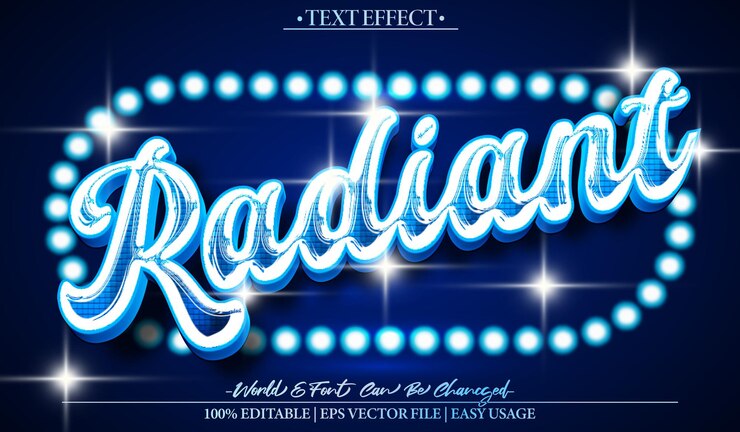 Vector efecto de texto radiante vectorial editable alfabeto oro luz brillo brillo