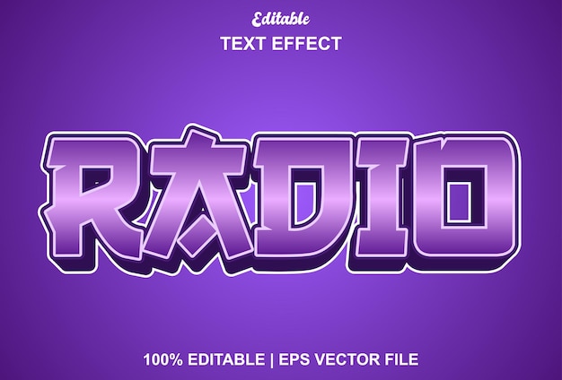 Efecto de texto de radio con color morado.