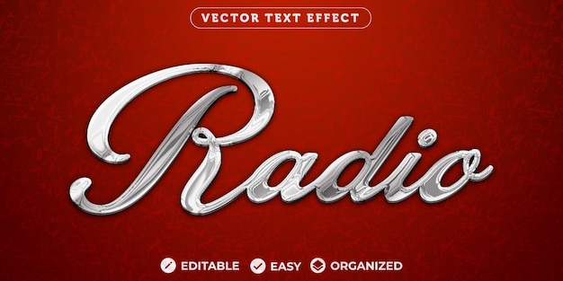 Vector efecto de texto de radioefecto de texto de fuente totalmente editable