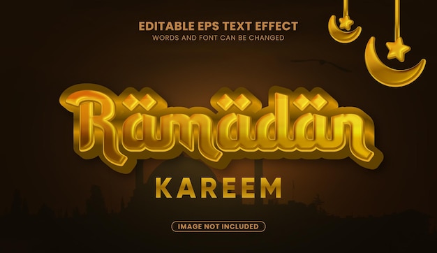 Vector efecto de texto de ramadán kareem de estilo 3d