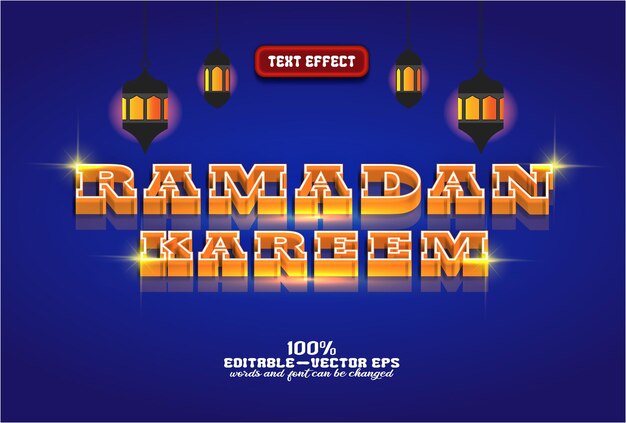 efecto de texto ramadan kareem con fuente editable de estilo 3d