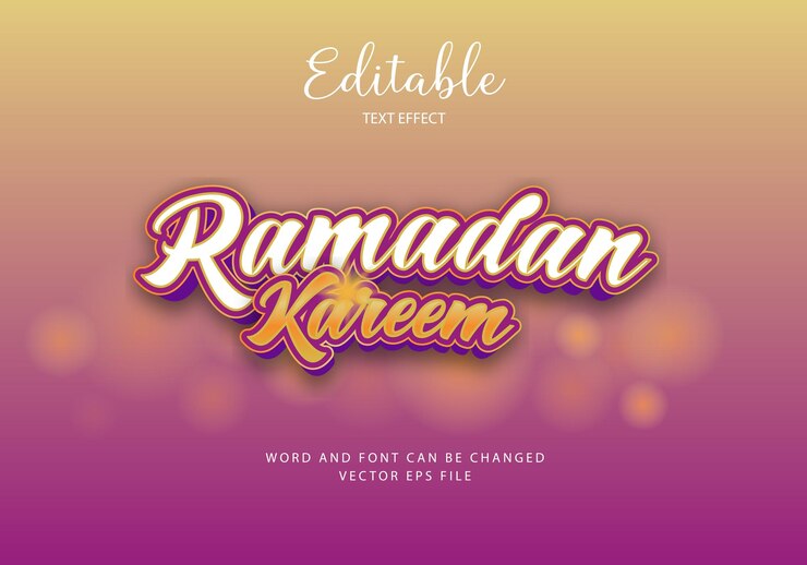 Vector efecto de texto ramadan kareem con hermosos colores que puedes editar nuevamente
