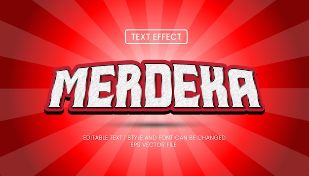 Efecto de texto realista editable para el día de la independencia de Indonesia Merdeka