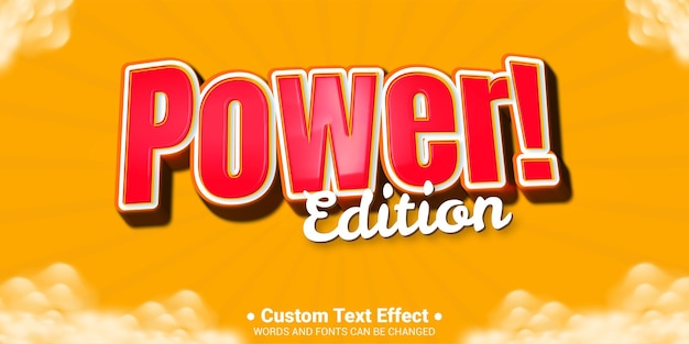 Efecto de texto realista Vector Power 3d