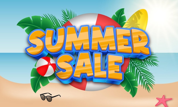 Efecto de texto de rebajas de verano editable