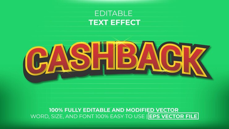 Vector efecto de texto de reembolso con color verde y rojo