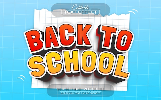 Efecto de texto de regreso a la escuela editable