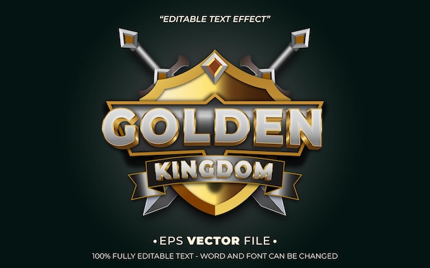 efecto de texto del reino dorado vector editable 3d para juego