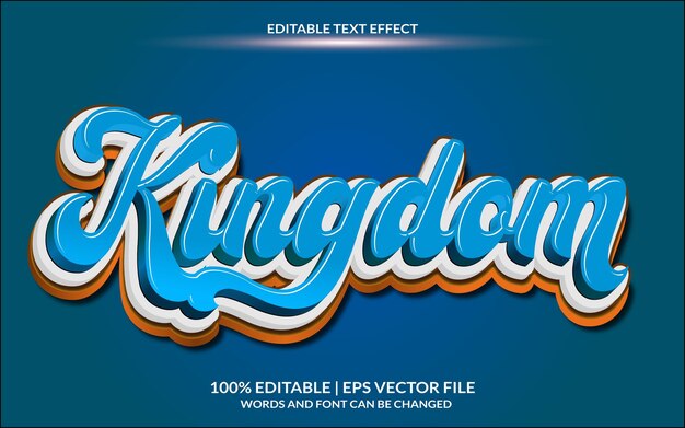Efecto de texto del reino con estilo gráfico y editable.